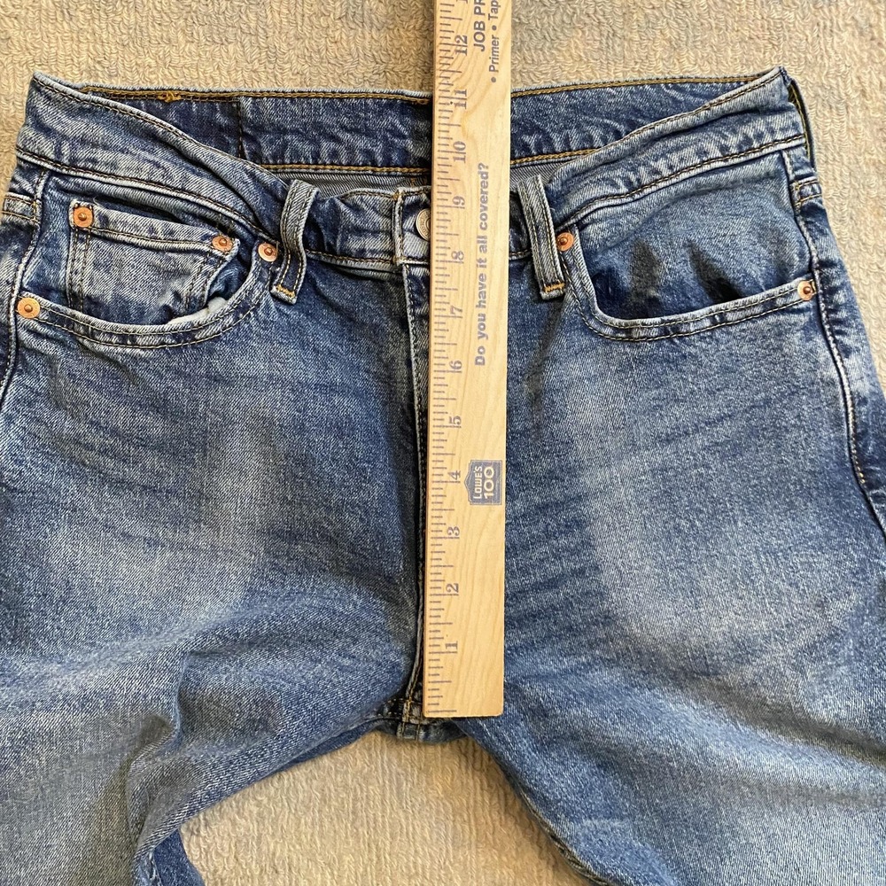 Levis 502 Jeans Mens 30x30 Blue Medium Wash Regular Taper Stretch Denim Pants - Picture 4 of 14